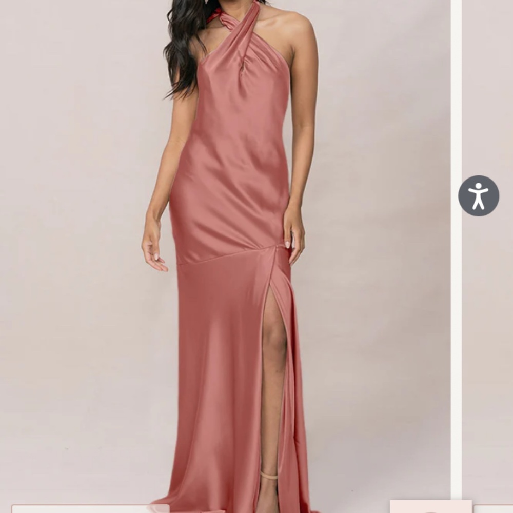 Revelry Athena Satin Desert Rose Dress Size 10